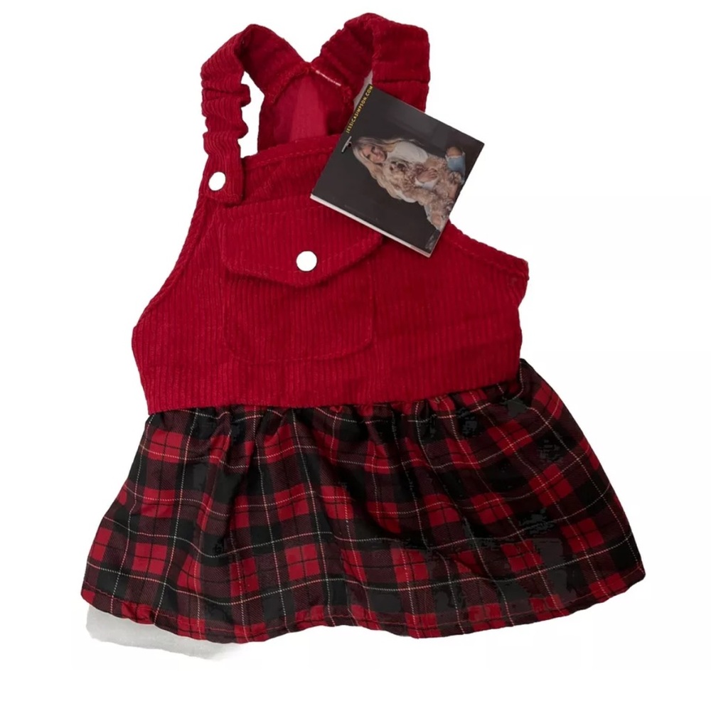 nwt jessica simpson Pet Clothing Red corduroy Dress Plaid Size Small-15pounds